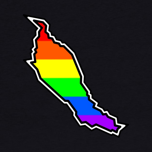 Denman Island Silhouette - Pride Flag - Bright Rainbow Colours - Denman Island by Bleeding Red Pride